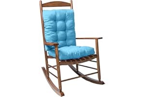 TESICA 2 Pack Patio Chair Cushion Set, Rocking Chair Cushion with Ties Overstuffed Seat Back Cushion Pad Tufted Pillow for Outdoor Indoor Home Garden Use, Blue, 17x17in&17x21in