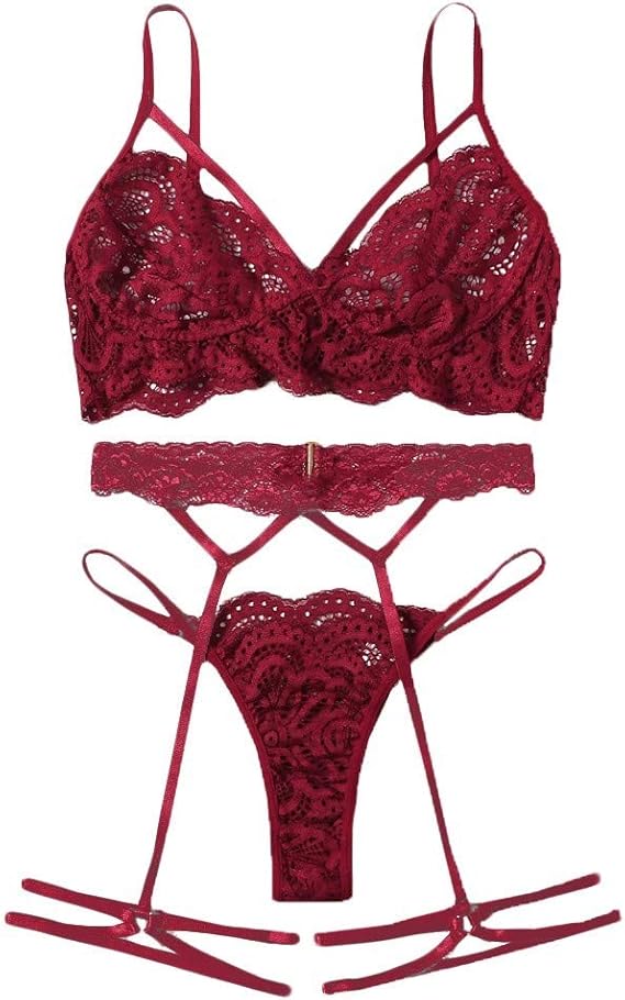 Ensemble de Nuit Lingerie Femme, BUKINIE 3 pièces Sexy sousvêtement