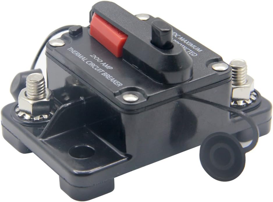 RKURCK 12V- 42VDC 200A Manual Reset Circuit Breaker,Fuse holder for Car Automotive Marine Boat Audio 200Amp - Image 4