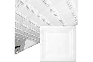 Art3d 12-Pack Square Drop Ceiling Tile 2ft x 2ft in White, PVC Ceiling Panel 24 x 24in. - Compatible with 15/16" Drop Ceiling Grid System