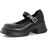 Gemialle Women's Mary Janes Platform Chunky Block Heels Work Wedding Shoes Ankle Strap Gothic Lolita Oxfords Classic Comfortable Uniform Dress Shoes