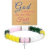 Gfhzdmf Christian Gifts for Women Religious Cross Bracelet Jewelry Faith Confirmation Baptism First Communion Catholic Christmas Birthday Gifts for Women Sister Daughter Her Beaded Bracelet with Card