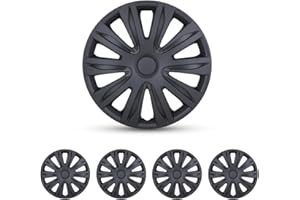 CAROXX Hubcaps 15", Wheel Rim Cover Universal R15 Hub Caps, Steel Wheel Car Pickup Truck SUV, 15 inch Wheel Covers, ABS Material, Set of 4, 15 inch, Matte Black