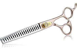 JASON Professional Dog Grooming Scissors - 7 Inch Chunker Shear Japanese 440C Stainless Steel Diamond Screw with 21 Fishbone Teeth Dog Thinning Scissors