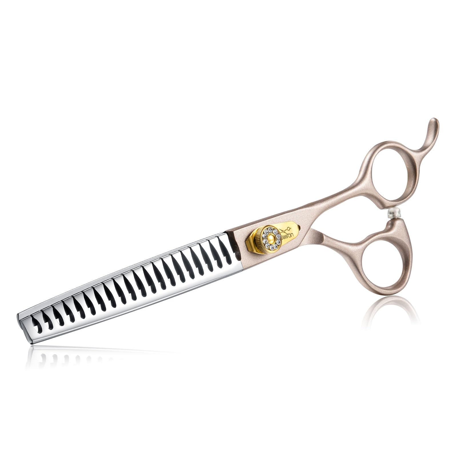 JASON Professional Dog Grooming Scissors - 7 Inch Chunker Shear Japanese 440C Stainless Steel Diamond Screw with 21 Fishbone Teeth Dog Thinning Scissors — image 1