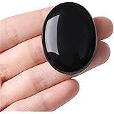 Obsidian Thumb Healing Crystals Stones Sets Hand Carved Stones Gemstone Pocket Natural Stone Meditation Reiki Energy Oval Palm Stone Worry Stone for Anxiety Therapy
