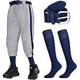 Cozypower 3 Pcs Baseball Pants Combo Set Men Youth Boy and Girls Softball Pants with Socks and Belts