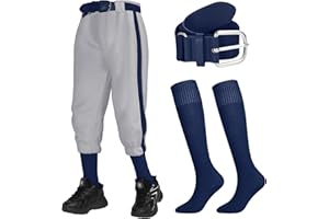 Cozypower 3 Pcs Baseball Combo Set Youth Boy and Girls Softball Pants with Socks and Belts