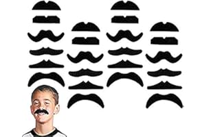 LERORO 24 PCS Fake Mustaches, Mustache Party Kit with 6 Different Designs, Unisex-Adults