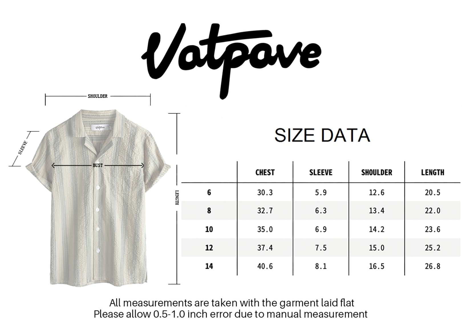 VATPAVE Boys Button Down Shirt Short Sleeve Casual Hawaiian Shirt Cuban Collar Summer Shirts with Pocket