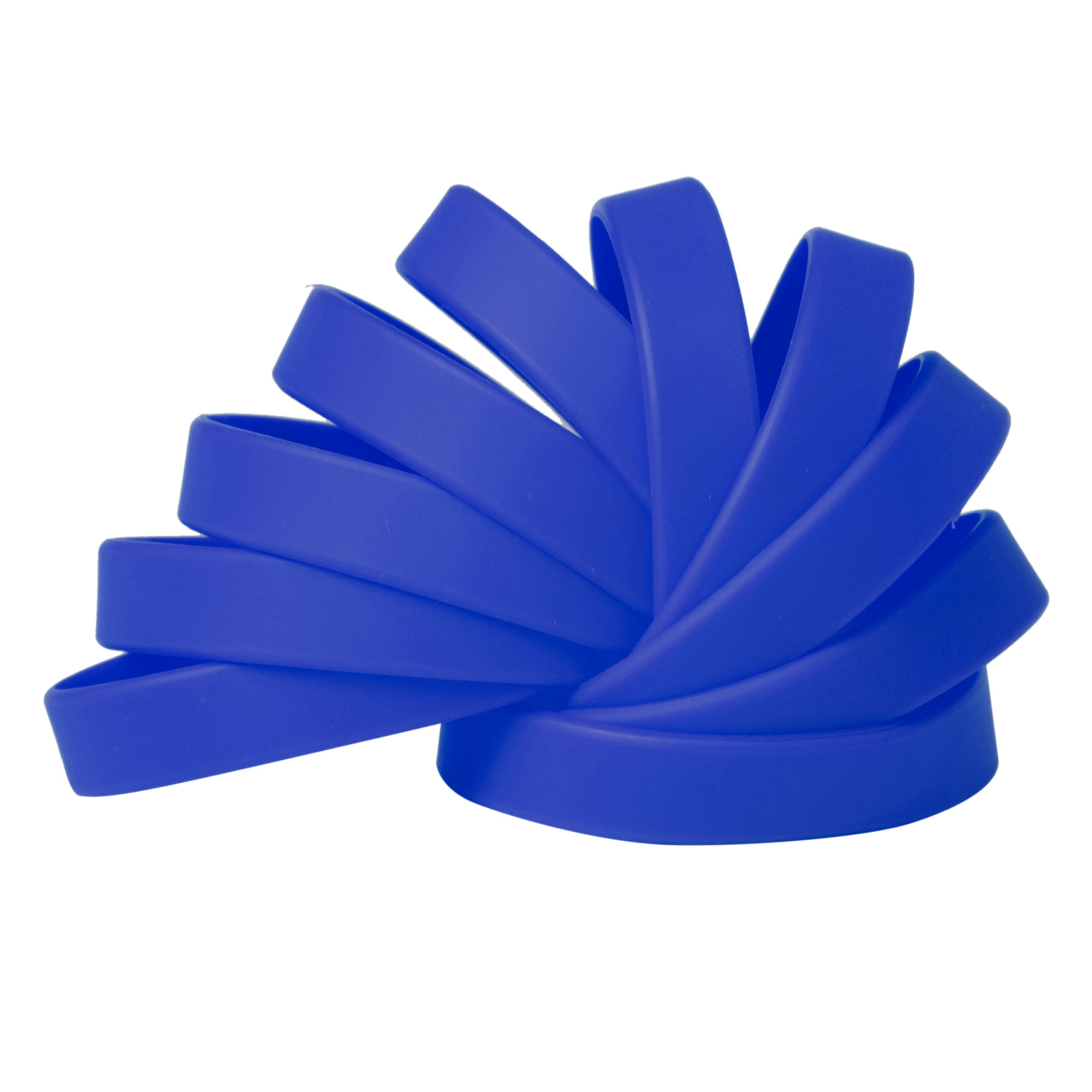 Plain Dark Blue Coloured Silicone Sports Arm Exercise Wristband Bracelets Rubber Wrist Bands Party Accessories For Men Women Boys Girls (Pack of 10)