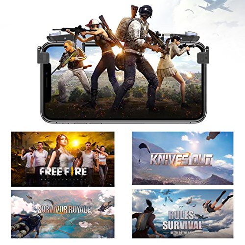 Mobile Game Controller【Upgraded Version】- PUBG/Fortnite / Knives Out Mobile Controller, Hill & Wood Sensitive Shoot and Aim Triggers for L1R1 Mobile Game Trigger Joystick for Android & iPhone