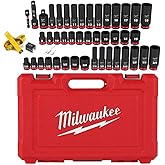 Milwaukee 43PC Shockwave Impact Duty 3/8" Drive SAE &amp; Metric Deep 6 Point Socket Set with Accessories