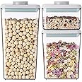 Food Storage Containers with Lids Airtight- 3Pcs BPA-Free Kitchen and Pantry Organization Pop Containers, Leakproof Stackable Kitchen Storage Containers for Cereal, Flour, Sugar (0.5, 1.2, 1.8 QT)
