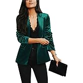 Women's Velvet Suit Blazer Jacket Casual Office Work Long Sleeve Button Pockets Tailored Jacket Coat Blazer