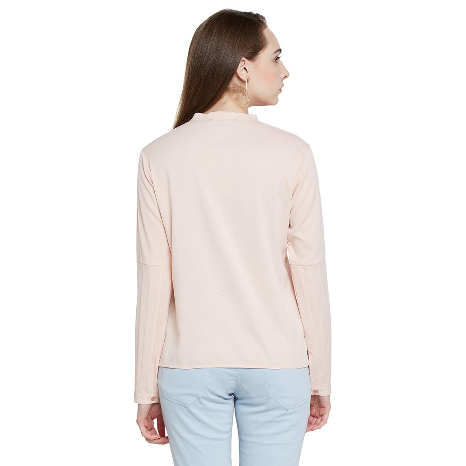 marie claire women peach-coloured solid top