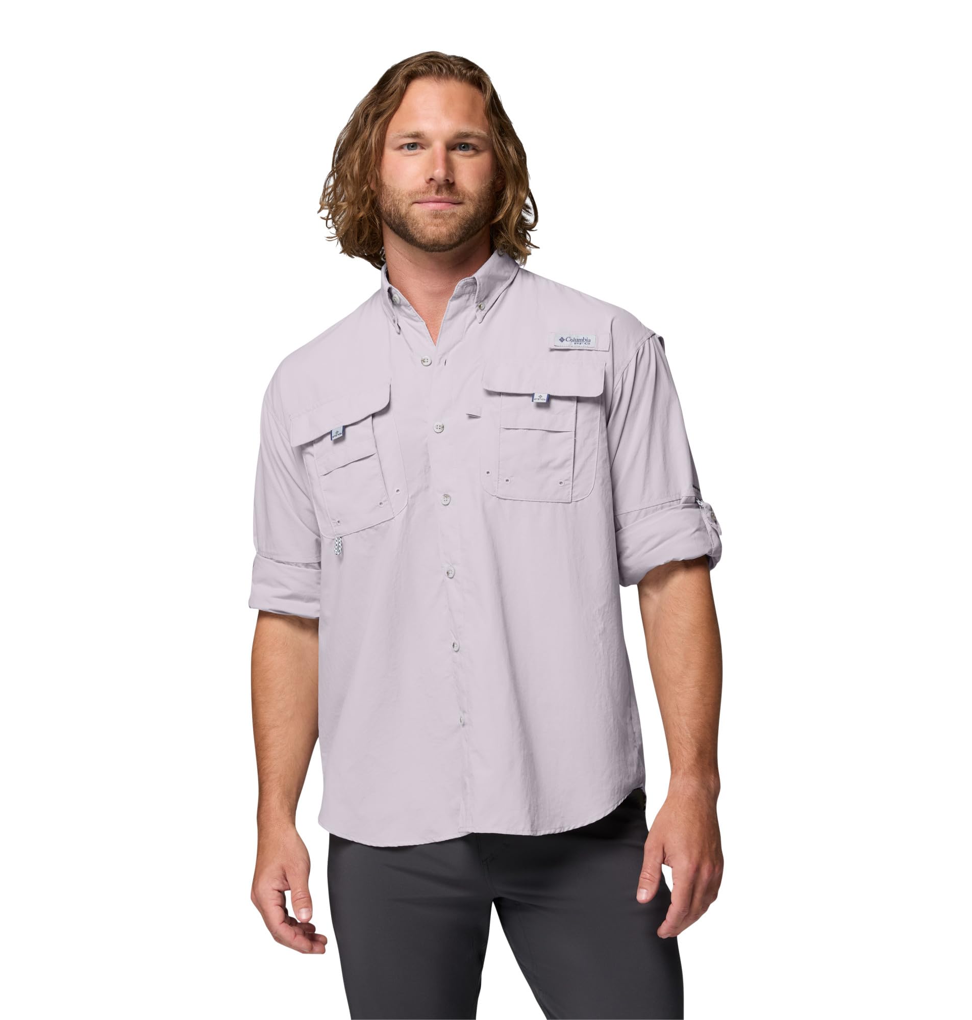 Columbia Mens PFG Bahama II Long Sleeve Fishing Shirt, Lavender Pearl, 6X Image