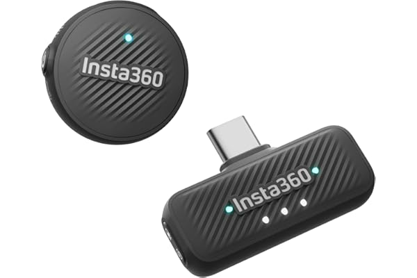 Insta360 Mic Air (1 TX + 1 RX), Noise Cancelling, 300m Range, Wireless Microphone for USB-C iPhone/Android/PC/Mac, Vlog, Streaming