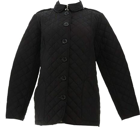 Joan Rivers Quilted Barn Jacket Printed Lining A384593, Black, Small at Amazon Womenâs Clothing 
