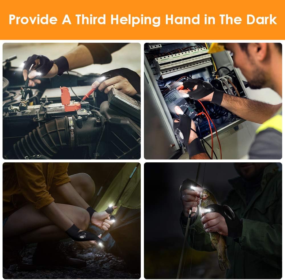Gifts for Men Father Day, LED Flashlight Gloves Dad Men Gifts, Light Gloves Gifts for Women, Boyfriend, Husband, Hand Light Tools for Fishing, Repairing, Guy Birthday Gift, Father Gifts on Fathers Day: Home Improvement