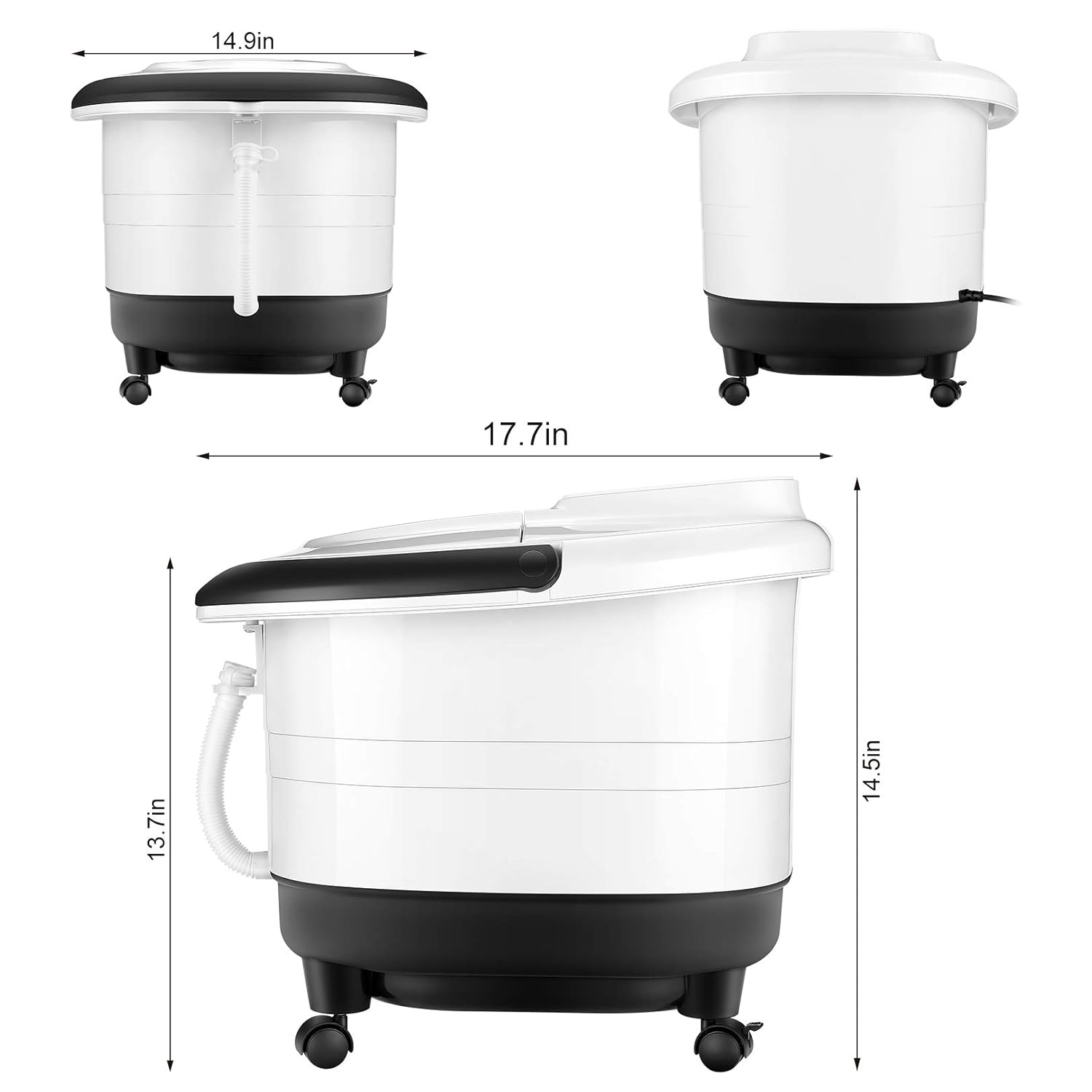 Foot Spa Bath Massager with Heat Bubbles, Automatic Tai Chi Massage Roller and Maize Roller, Red Infrared Light, Medicine Box, Timer and Temp Adjustable Pedicure Foot Soak Tub for Stress Relief: Beauty