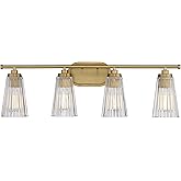Savoy House 8-1745-4-322 Chantilly Vintage Traditional Clear Ribbed Glass Bathroom Vanity Wall Light, 4-Light 240 Total Watts