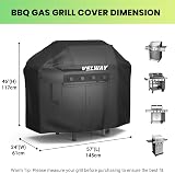 Velway Barbecue Cover Waterproof 210D Oxford Heavy Duty 147x61x117cm view 2