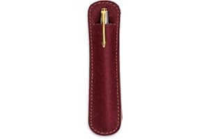 CestAntiQ Handmade Genuine Leather Single Pen Case, Luxury wine Fountain Pen Sleeve Holder, Protective Cover for Vintage and 