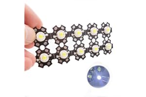 Cleiscry 10 pcs High Power Led Chip 3W SMD COB Light Emitter Components Diode on 20mm PCB Base (10pcs 3W White 6000K on PCB)