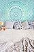 Set of 2 Boho Tapestry or Mandala Tapestry Wall Hanging Indian Hippie Tapestry Bohemian Blanket or Table Cover or Tablecloth Beach Towel Meditation Yoga Mat - Twin Size - 55x85, Blue and Green
