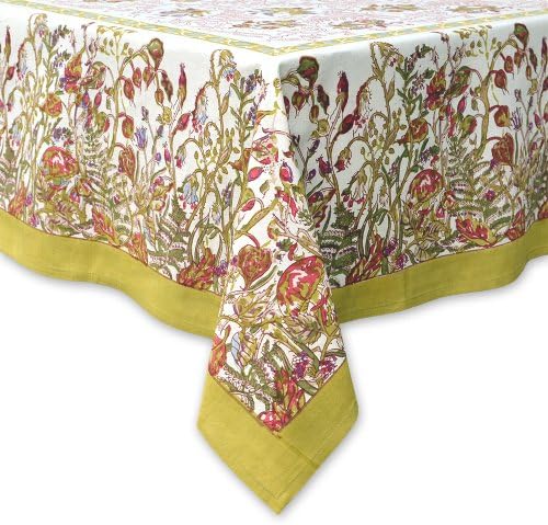 Couleur Nature 71-inches by 128-inches Fleur Tablecloth, Petit, Green