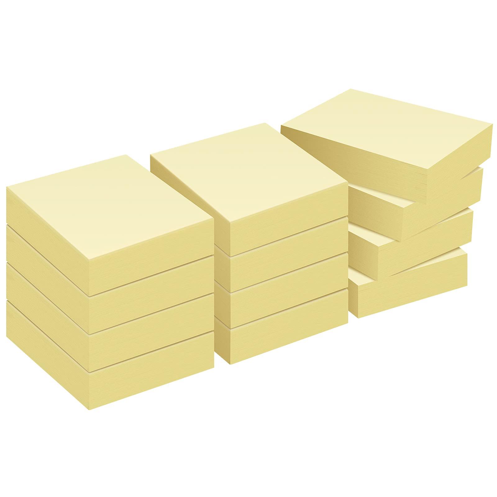 ZCZN 38 x 51 mm Sticky Notes, Yellow Self-Stick Memo Note Pads, 100 Sheets/Pad, Small Size, 12 Pads