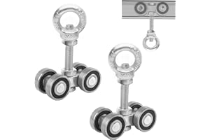 BIAXJUNY 4 Wheel Trolley Assembly Rollers, Silent Strut Trolley, Solid Steel, M10 Bolt, Lifting Eye Nuts, 1-5/8" Wide Strut C