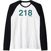 Squid Game Player 218 Costume Raglan Baseball Tee