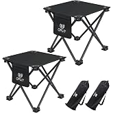 Opliy Camping Stool 2 Pack,13 Inch Portable Folding Stool for Outdoor Gardening and Beach Hiking Fishing,Foot Stool with Carry Bag (Black)