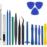 Zacro 18 in 1 Professional Opening Pry Tool Repair Kit with Non-Abrasive Nylon Spudgers and Pack of 8 Anti-Static Tweezers