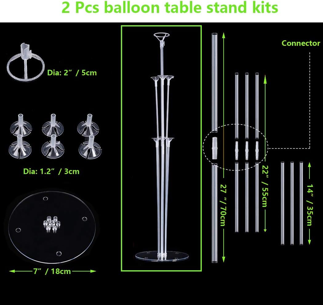 PIXHOTUL Balloon Decor Kit, 2 Manual Pumps, 2 Stands, 5 Flower Clips, 2 Chains, 100 Glue Dots, 6 Ribbons (Random Color) - Image 5