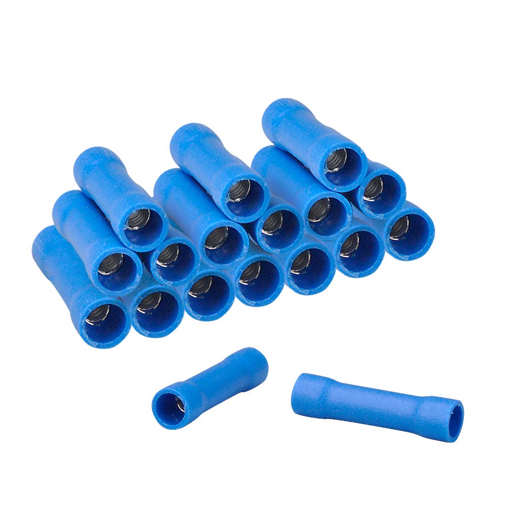 HUICAO 16-14 Gauge Butt Splice Connectors, 100 Pcs Vinyl Insulated Butt Splice Wire Crimp Connectors