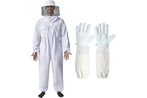 ISIVBPEP Professional Bee Suits for Men & Women with Round Veil, Beekeeping Suit with Ventilated Glove, Beekeeper Suit Bee Outfit for Backyard and Bee Keeper L