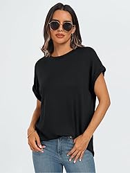AUTOMET Womens Summer Tops Casual Basic Shirts