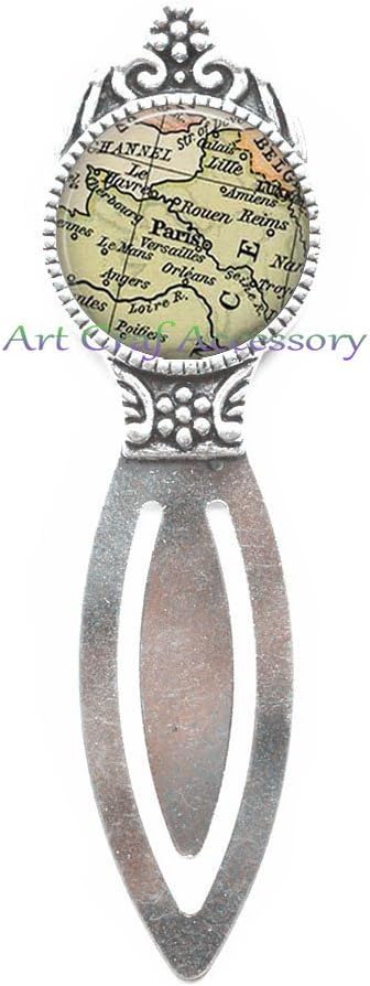 Charming Fashion Bookmark,Paris map Bookmark, Paris Fashion map Bookmarker, Paris map Jewelry, map Bookmarker Charm with Gift Bag,RN80 (G1)