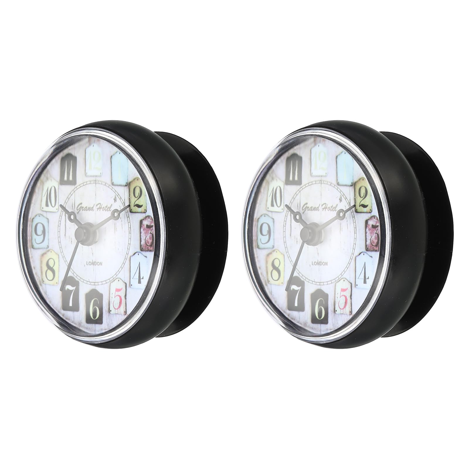 PATIKIL Waterproof Shower Clock, 2 Pack Non Ticking Silent Mini Cute Mirror Wall Clocks with Suction Cup for Bathroom Kitchen Home Decoration, Black/White