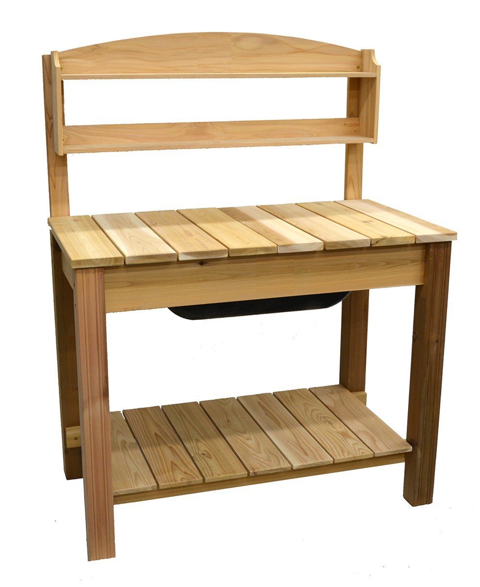 red cedar potting bench on Potting Benches Tables Made In The Usa For Flowers Plants Phat Tommy Patio Garden Cedar Planter Potting Bench Shelf Patio Lawn Garden
