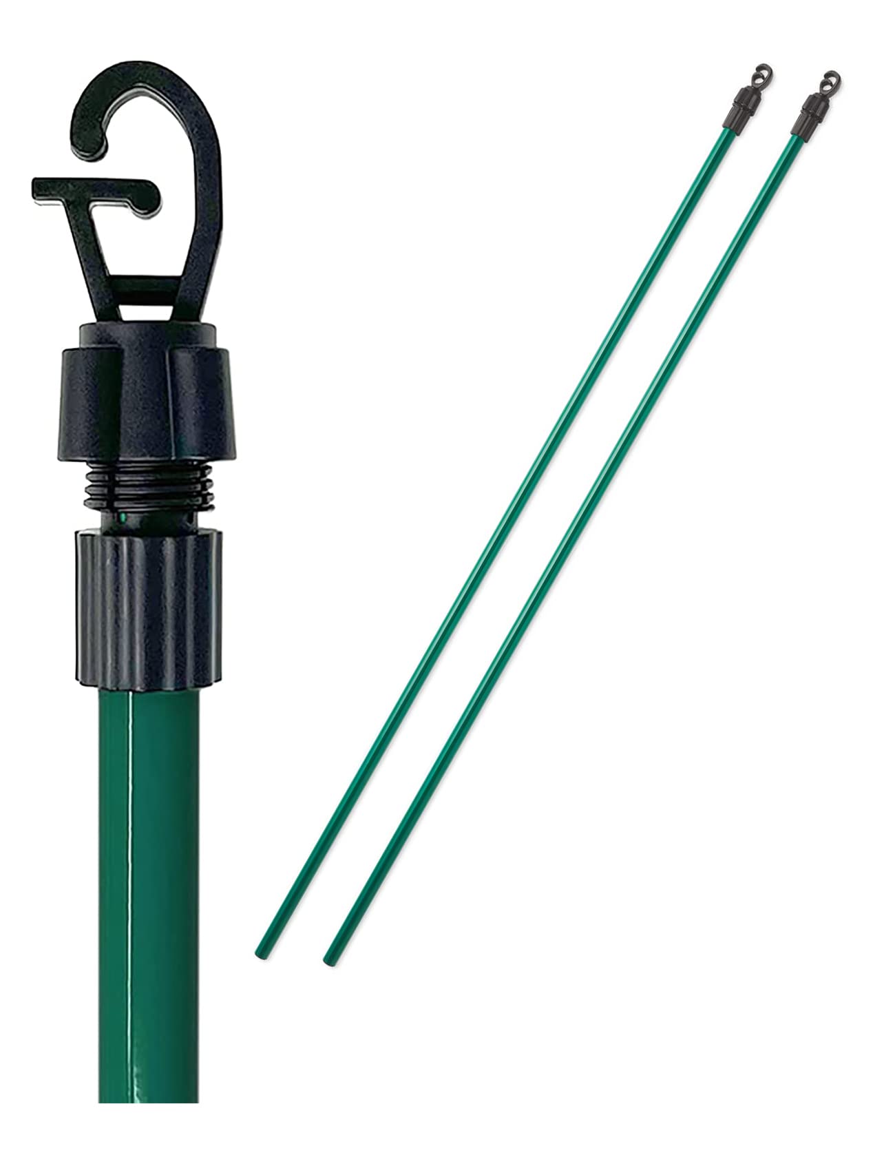 Twin Pack 2.2 Meter HD Prop For Washing Line, Twist Nut Lock, Galvanised Metal, Powder Coated, Garden Outdoor Extendable Telescopic Pole for Cloths Laundry Line Support