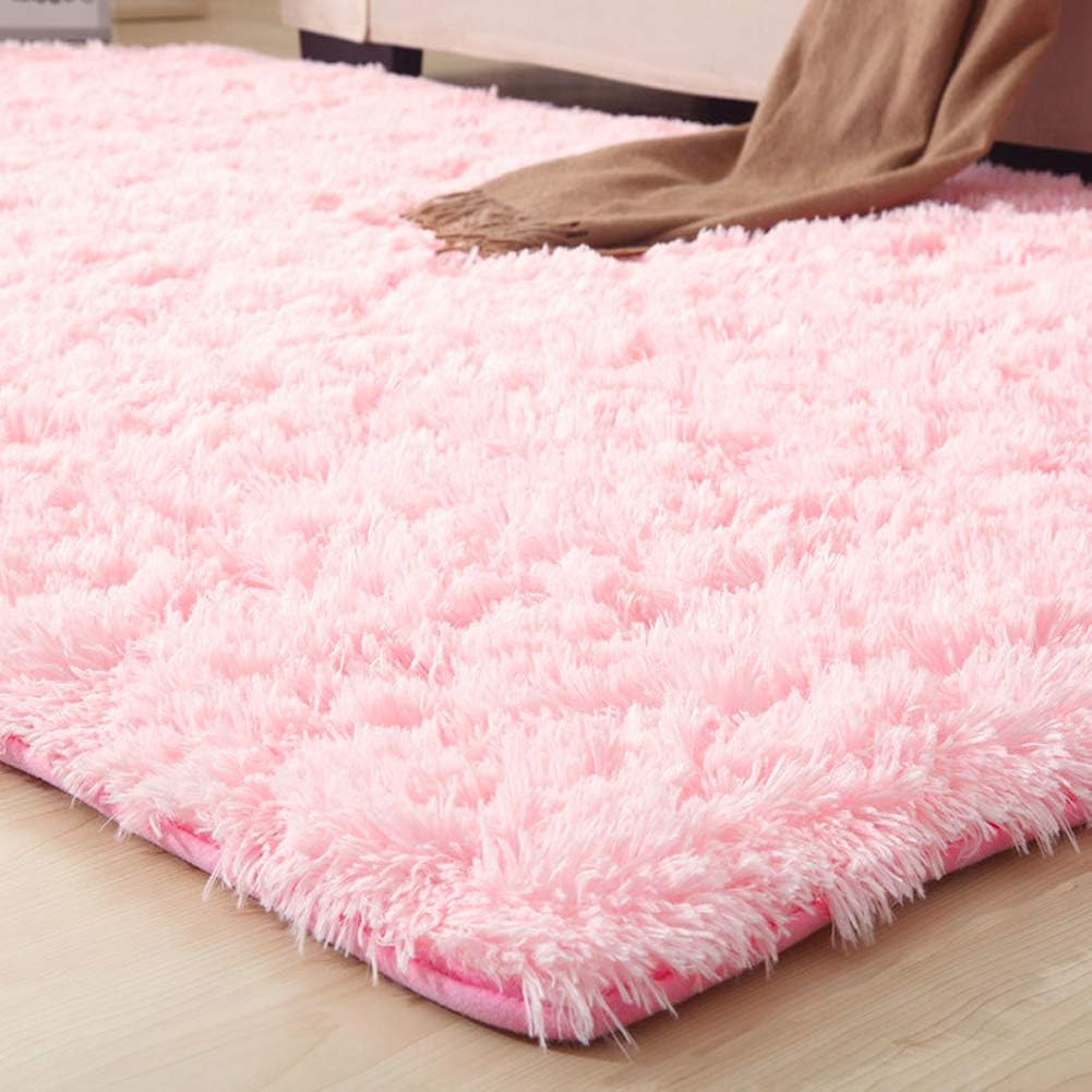 LOCHAS Ultra Soft Indoor Modern Area Rugs Fluffy Living Room Carpets for Children Bedroom Home Decor Nursery Rug 5.3x7.5 Feet, Pink: Furniture & Decor