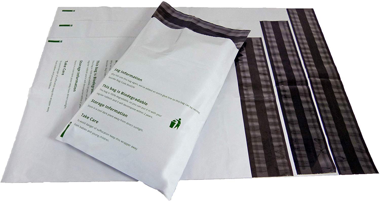 Packaging Chimp Degradable Mailing Bags - Pack of 100 Degradable Postage Bags - 235mm x 350mm