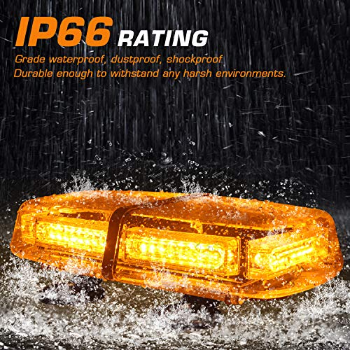 LED Strobe Light, 12V-24V Amber 54 LED Warning Safety Flashing Beacon Lights with 4 Magnet and 16 ft Straight Cord for Vehicle Forklift Truck Tractor Golf Carts UTV Car Bus