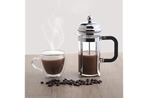 12oz French Press Coffee Maker, Portable and Heat-resistant Borosilicate Glass Coffee Pot, for Travel and Camping (Silver)