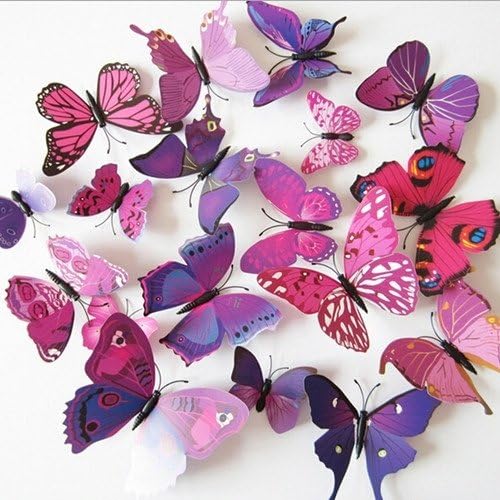 WPCH 12pcs 3D Novel Colorful Wall Sticker Butterfly Home Decor Room Decoration Stickers APLE Hot Sell Orange