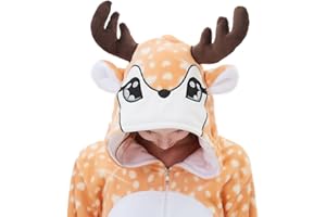 ABENCA Kids Deer Onesie Reindeer Costume Animal Girls Pajamas Christmas Halloween Cosplay Sleepwear.Dear.140